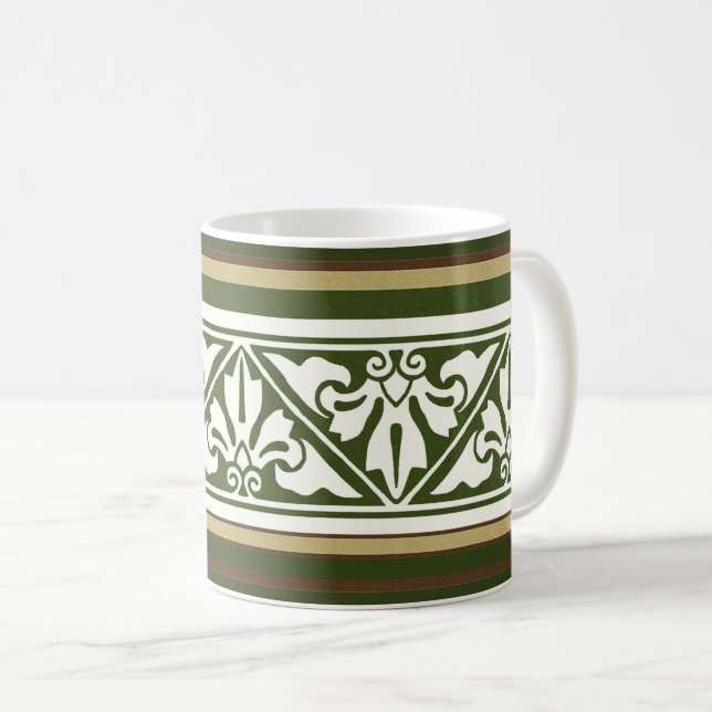 Herbstfarben Gothic Revival Leaf Border Kaffee Mu Kaffeetasse (VorderseiteRechts)