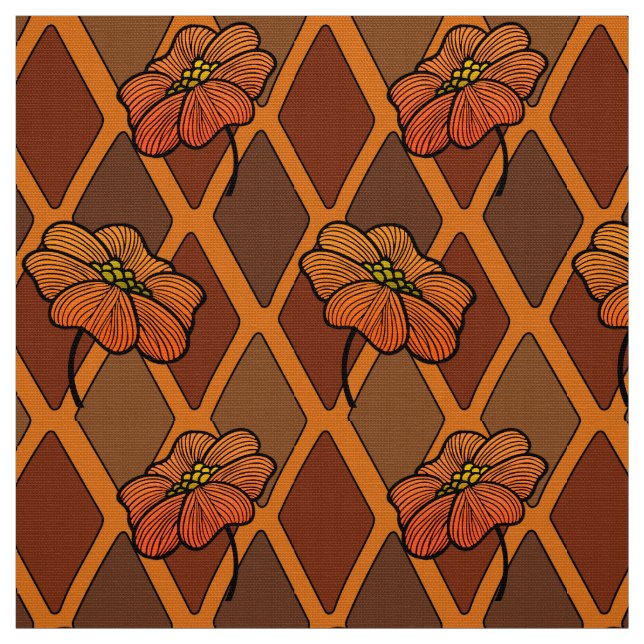 Herbstfarben Harlequin und Poppies Stoff (Muster)