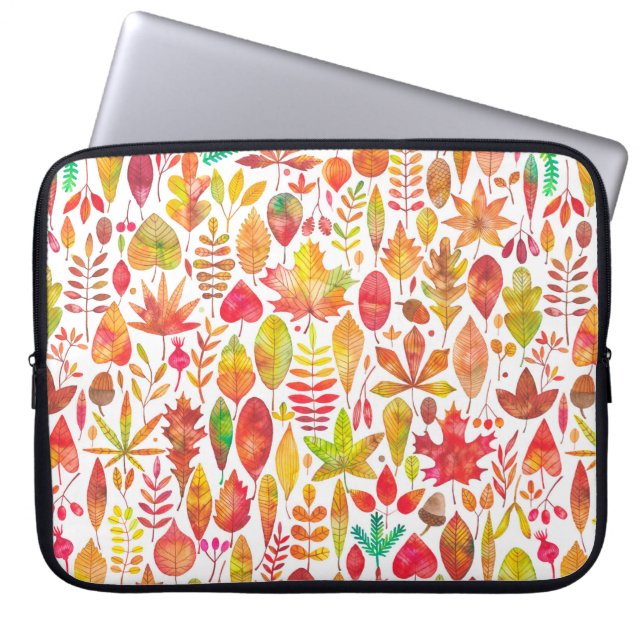 Herbstfarben-Herbstlaub nahtlos Laptopschutzhülle (Vorderseite)