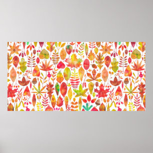 Herbstfarben-Herbstlaub nahtlos Poster