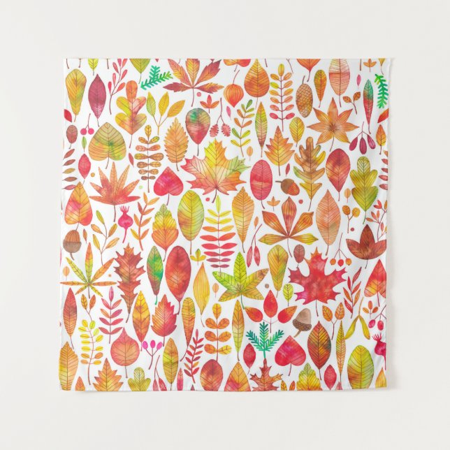 Herbstfarben-Herbstlaub nahtlos Wandteppich (Vorderseite)