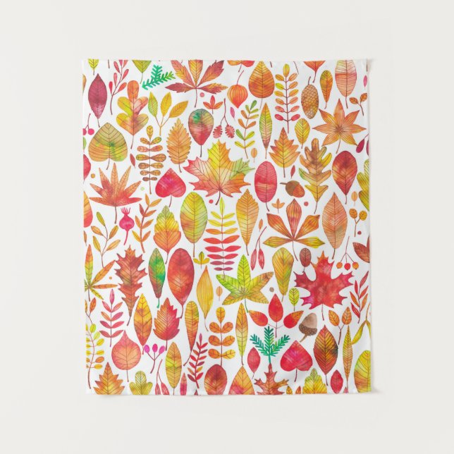 Herbstfarben-Herbstlaub nahtlos Wandteppich (Vorderseite)