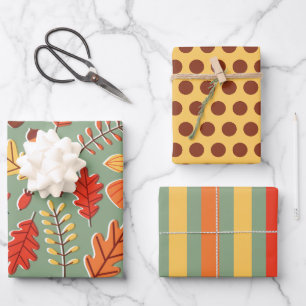 Herbstfarben Herbstlaub Verpackungspapier-Set Geschenkpapier Set
