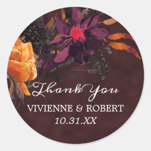 Herbstfarben Hochzeitsgeschenk Danke Runder Aufkleber