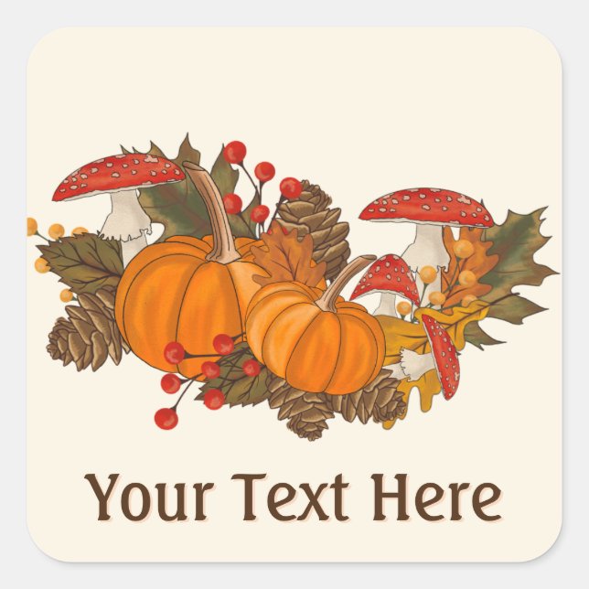 Herbstfarben im Herbst: Namenstext personalisieren Quadratischer Aufkleber (Vorderseite)