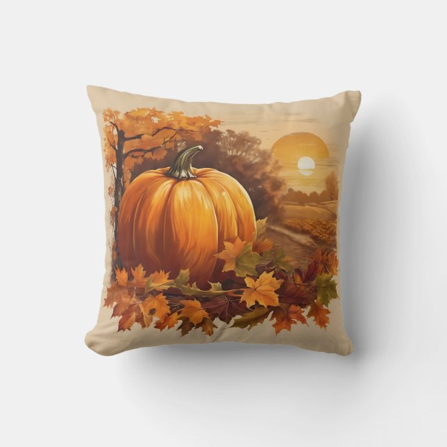 Herbstfarben im Herbst Pumpkin Landschaft Kissen (Vorderseite)