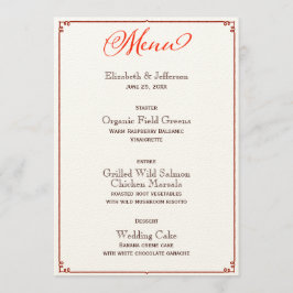 Herbstfarben Kalligrafie Script Wedding Menu Card Menükarte
