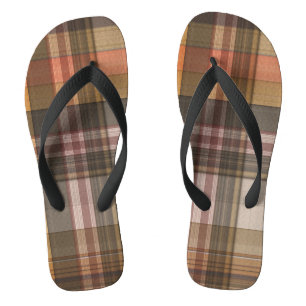 Herbstfarben Kariert Flip Flops