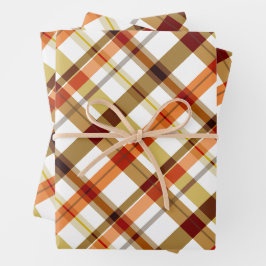 Herbstfarben Kariert Geschenkpapier Set