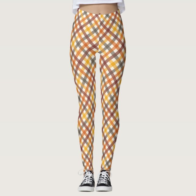 Herbstfarben Kariert Leggings (Vorderseite)