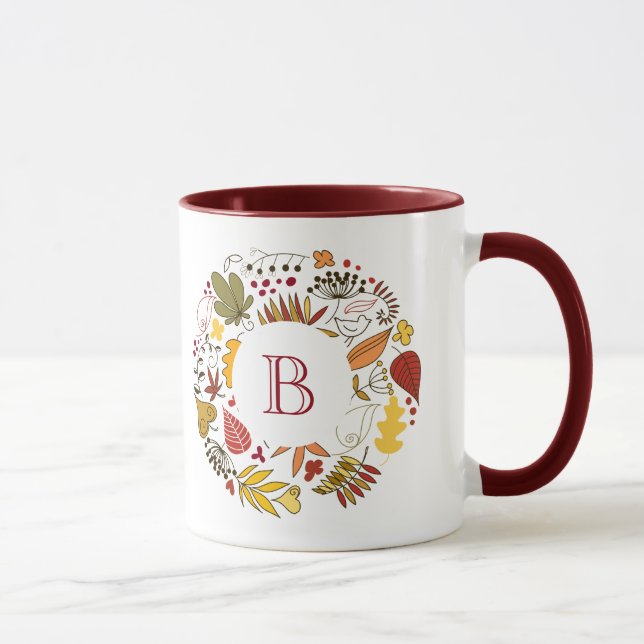 Herbstfarben, Leafs Circle Illustration Tasse (Rechts)
