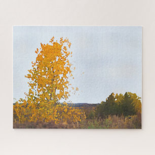 Herbstfarben Lone Cottonwood Tree Impressionistisc Puzzle