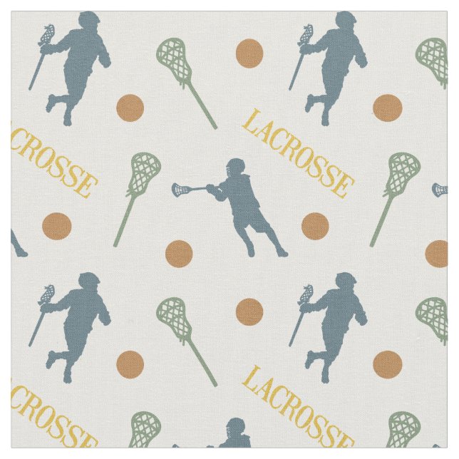 Herbstfarben Male Lacrosse Player-Muster Stoff (Nahaufnahme)