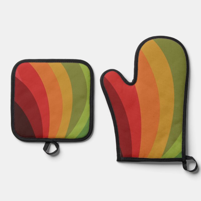 Herbstfarben Ofenhandschuh & Topflappen-Set (Vorderseite)