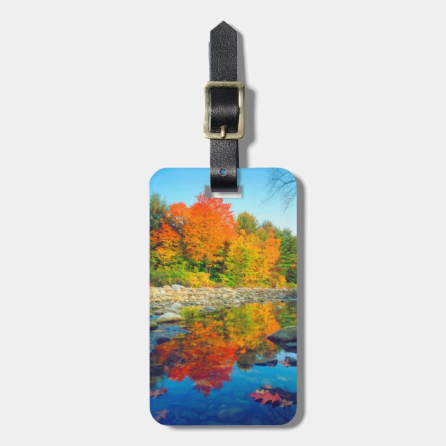 Herbstfarben reflektieren in einem Bach in Vermont Gepäckanhänger (Vorderseite vertikal)