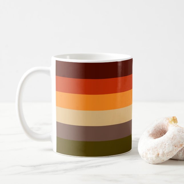 Herbstfarben - Rotes orangefarbenes Gelbbraun Kaffeetasse (Mit Donut)