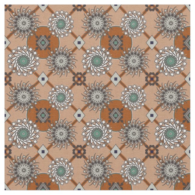 Herbstfarben Rust Brown und Aqua Stoff (Nahaufnahme)