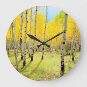 Herbstfarben von Espen 4 Große Wanduhr
