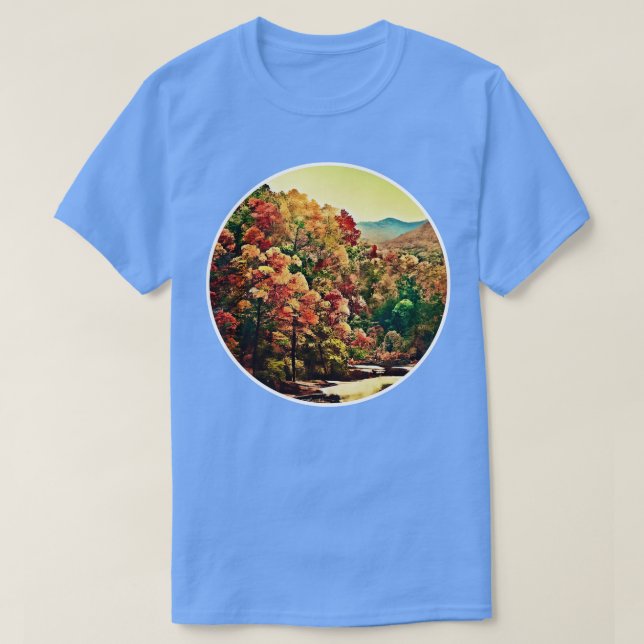Herbstfarben Waldölmalerei T-Shirt (Design vorne)