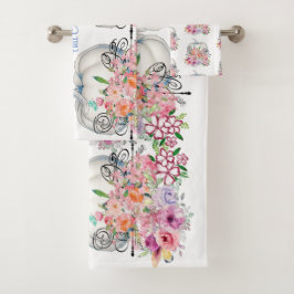 Herbstfarben Weißer Pumpkin Wasserfarben Blumenher Badhandtuch Set