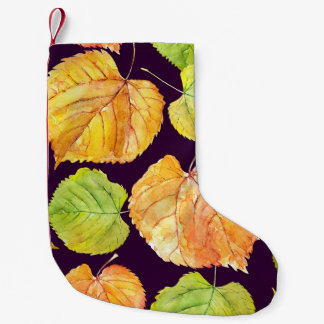 Herbstfarbene Aquarellblumen, nahtloses Muster. Kleiner Weihnachtsstrumpf