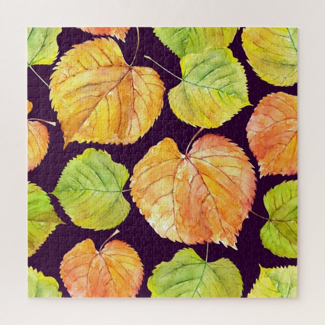 Herbstfarbene Aquarellblumen, nahtloses Muster. Puzzle (Vertikal)