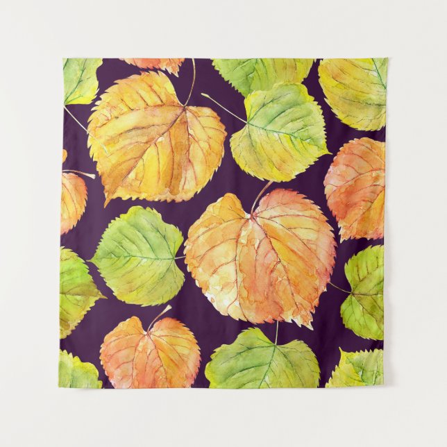 Herbstfarbene Aquarellblumen, nahtloses Muster. Wandteppich (Vorderseite)