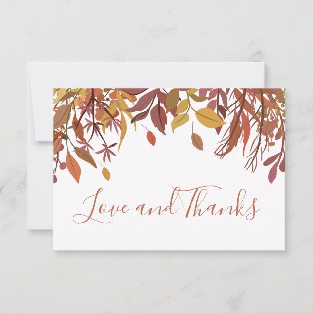 Herbstfarbene Blätter Flat Danke Karte (Vorderseite)