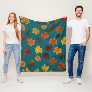 Herbstfarbene Blätter Fleecedecke