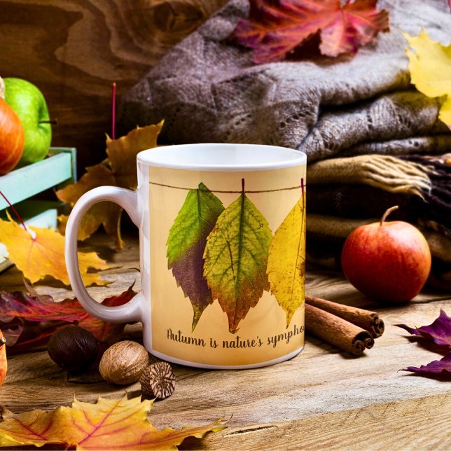 Herbstfarbene Blätter Inspiration Zitat Kaffeetasse (Von Creator hochgeladen)