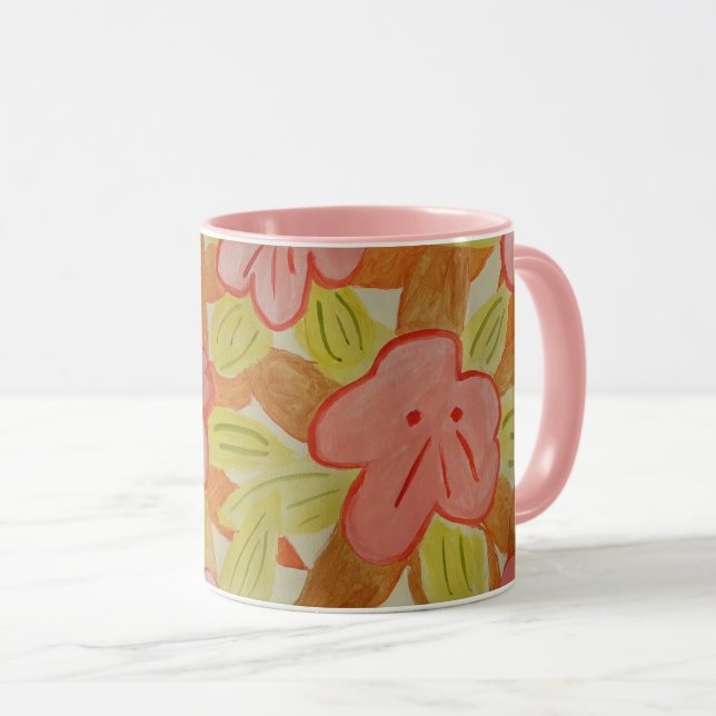 Herbstfarbene Blume Tasse (VorderseiteRechts)