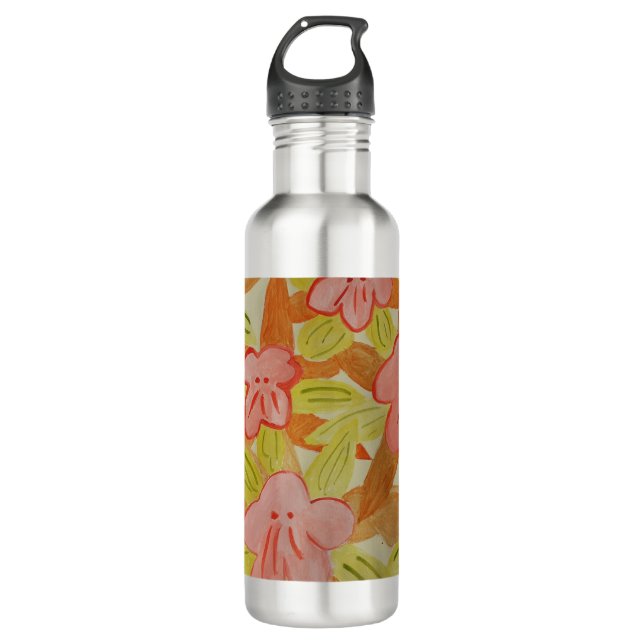 Herbstfarbene Blume Wasser Flasche Edelstahlflasche (Vorderseite)