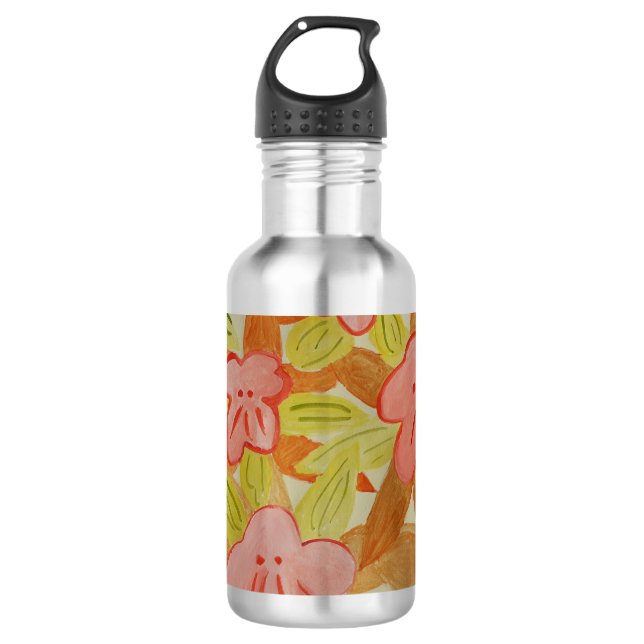 Herbstfarbene Blume Wasser Flasche Edelstahlflasche (Vorderseite)