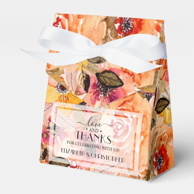 Herbstfarbene BlumenCollage Geschenkschachtel (Vorderseite)