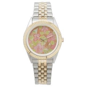 Herbstfarbene Blumenwache Armbanduhr