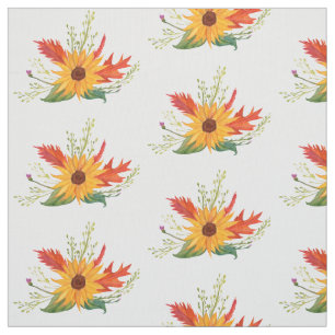 Herbstfarbene Sonnenblumen Zeichnend Muster Stoff