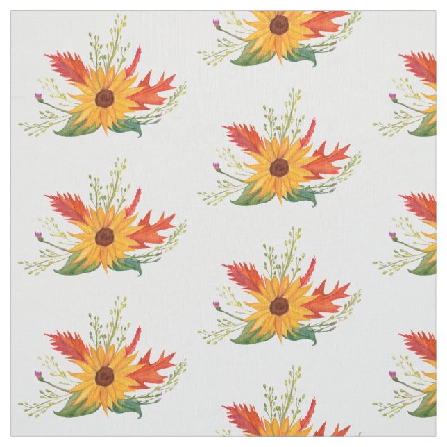 Herbstfarbene Sonnenblumen Zeichnend Muster Stoff (Muster)