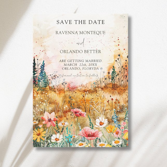 Herbstfarbene Wildblumenwiese Hochzeit Save The Date (Von Creator hochgeladen)
