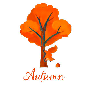 Herbstfarbener Baum und Eichhörnchen Hoodie