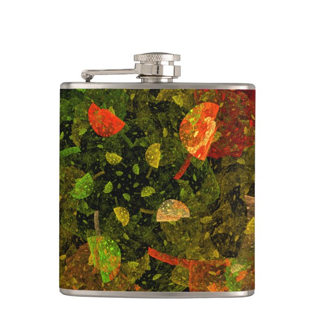Herbstfarbenes Dekordesign Flachmann (Vorderseite)