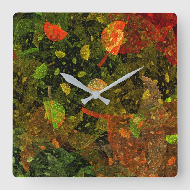 Herbstfarbenes Dekordesign Quadratische Wanduhr (Vorderseite)