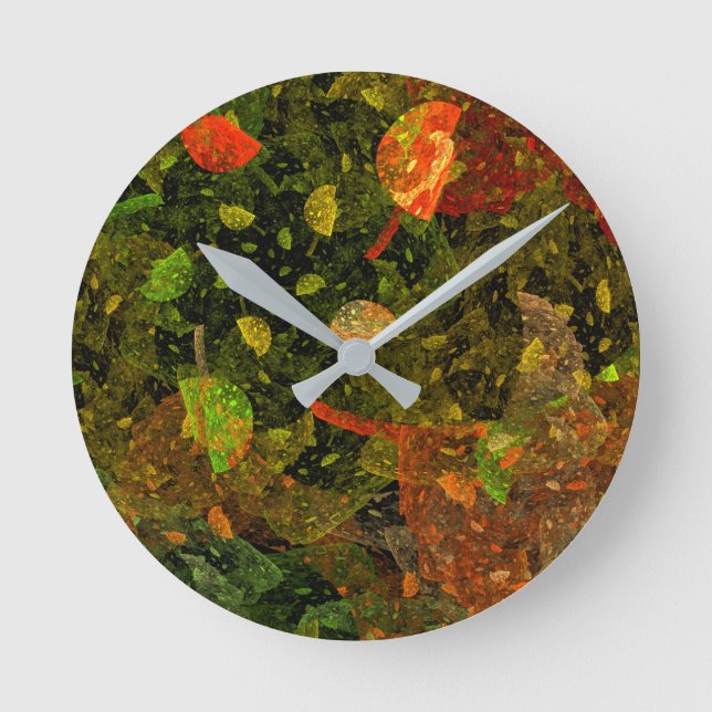 Herbstfarbenes Dekordesign Runde Wanduhr (Vorderseite)