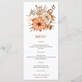 Herbstfarbenflorale Foliage Wedage Menu Menükarte