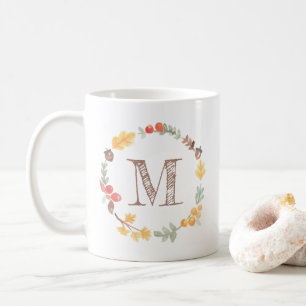 Herbstfarbenfrohe Monogramm Kaffeetasse