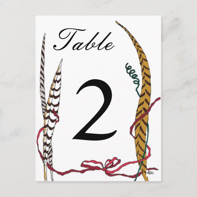 Herbstfasant Tischnummer Card für Empfang (Vorderseite)