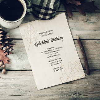 Herbstfeier Blätter Geburtstagsparty Einladung