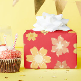 Herbstfeier Blume Rotes nahtloses Geburtstagsfest Geschenkpapier