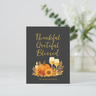 Herbstfest - Eleganter Gold Erntedank Postkarte
