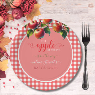 Herbstfest kariert Apple Theme Babydusche Pappteller