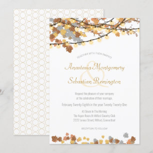 Herbstfest lässt Vintage Lichter Hochzeit feiern Einladung